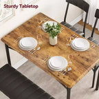 Table de cuisine avec chaises rembourrées et banc, ensemble de salle à manger en bois pour 4 personnes, ensemble de table de salle à manger rectangulaire pour petit espace, appartement, maison