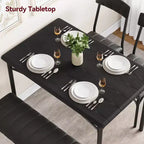 Table de cuisine avec chaises rembourrées et banc, ensemble de salle à manger en bois pour 4 personnes, ensemble de table de salle à manger rectangulaire pour petit espace, appartement, maison