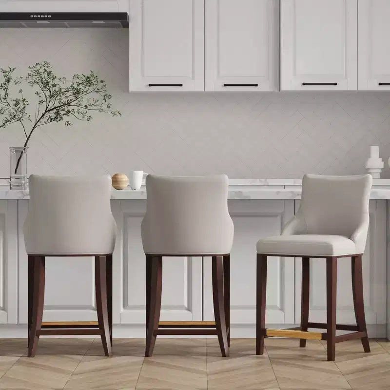 Manhattan Comfort Lot de 3 tabourets de bar modernes Shubert en similicuir à hauteur de comptoir