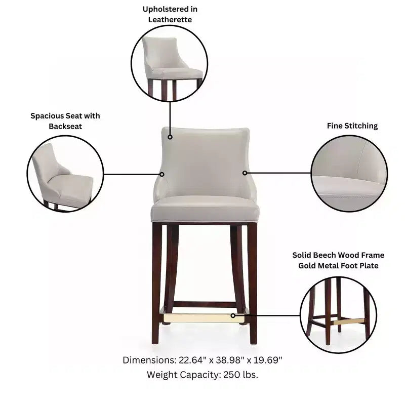 Manhattan Comfort Lot de 3 tabourets de bar modernes Shubert en similicuir à hauteur de comptoir