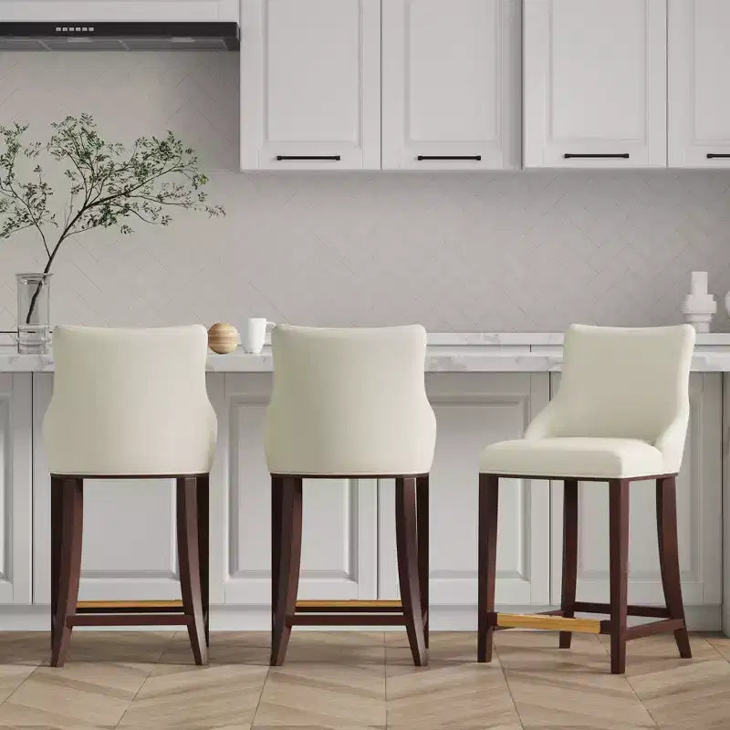 Manhattan Comfort Lot de 3 tabourets de bar modernes Shubert en similicuir à hauteur de comptoir