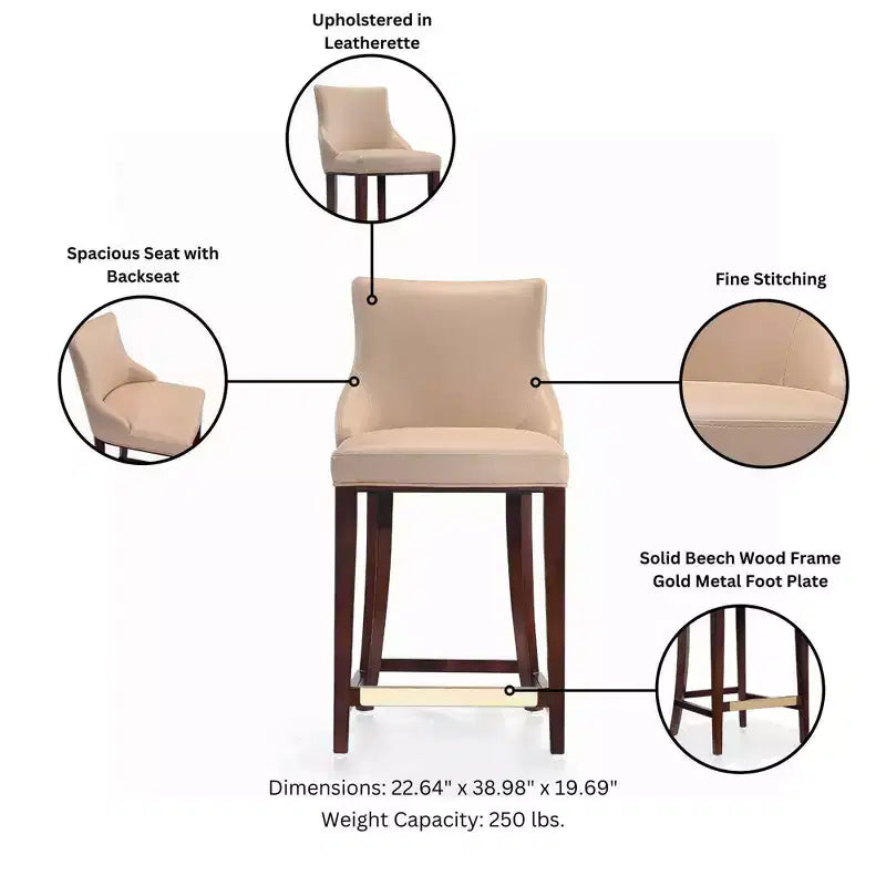 Manhattan Comfort Lot de 3 tabourets de bar modernes Shubert en similicuir à hauteur de comptoir