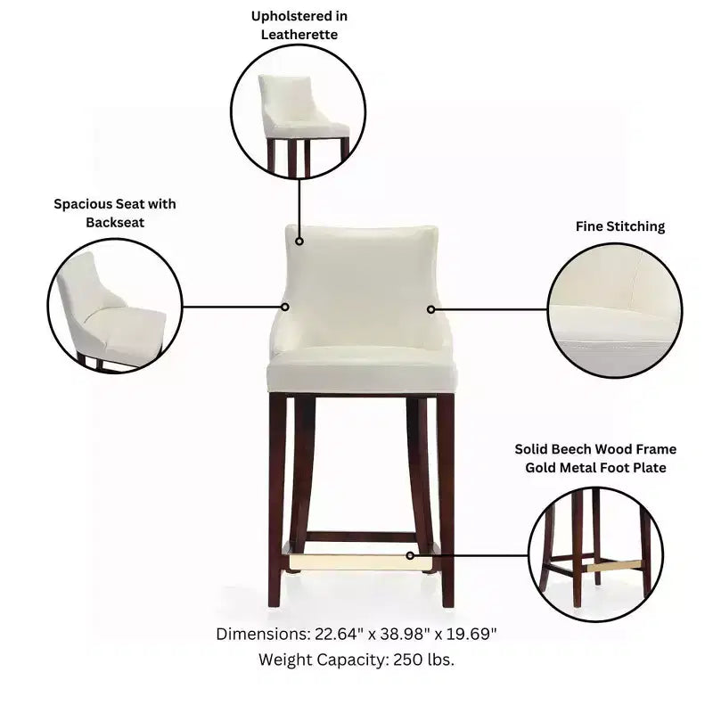 Manhattan Comfort Lot de 3 tabourets de bar modernes Shubert en similicuir à hauteur de comptoir