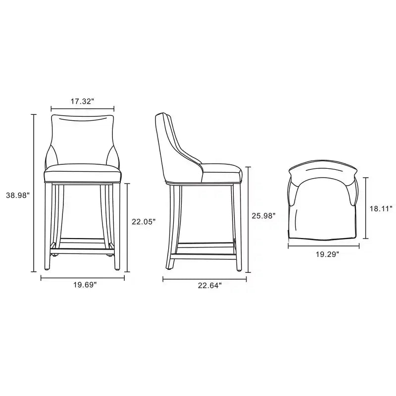 Manhattan Comfort Lot de 3 tabourets de bar modernes Shubert en similicuir à hauteur de comptoir