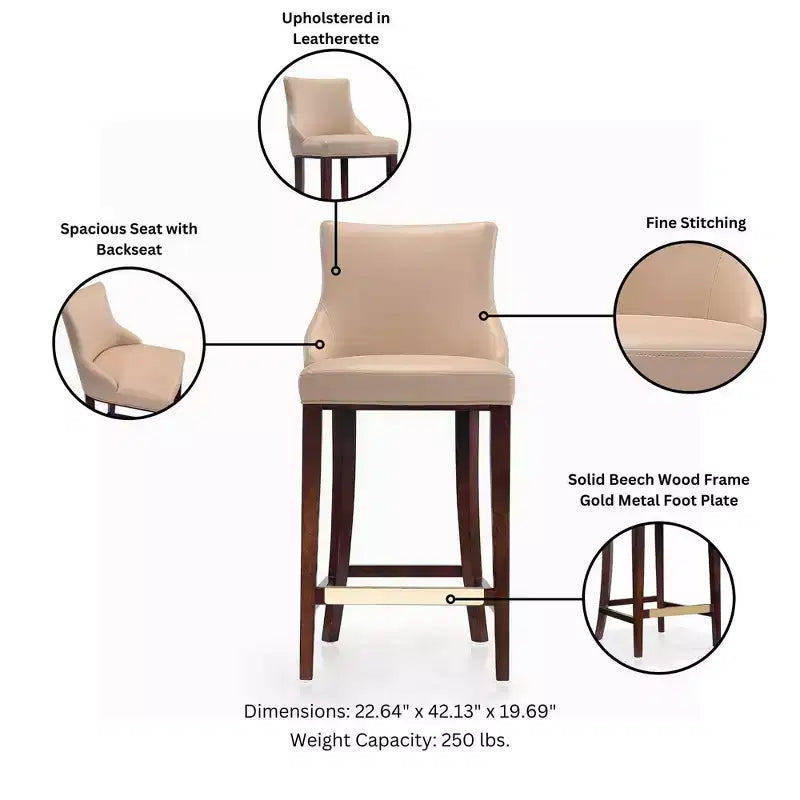 Lot de 3 tabourets de bar rembourrés en similicuir Shubert Modern de Manhattan Comfort