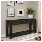 Signature Design by Ashley Gavelston – Console de canapé 64, finition noire patinée, 4 tiroirs, finition à la main, bois et bois d'ingénierie