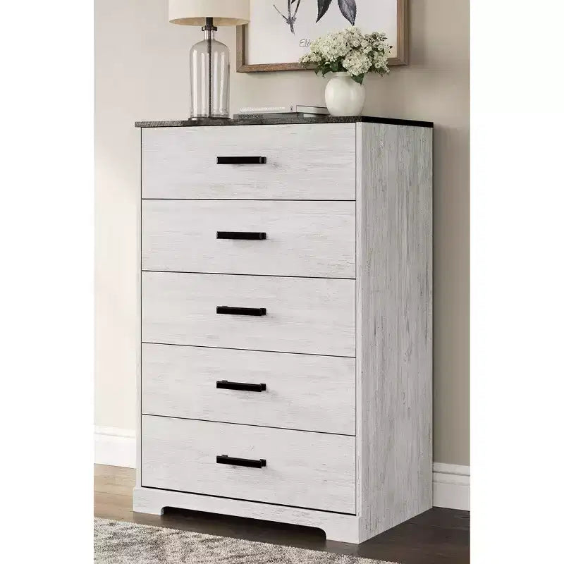 Signature Design by Ashley Commode Shawburn décontractée, blanc délavé/gris anthracite