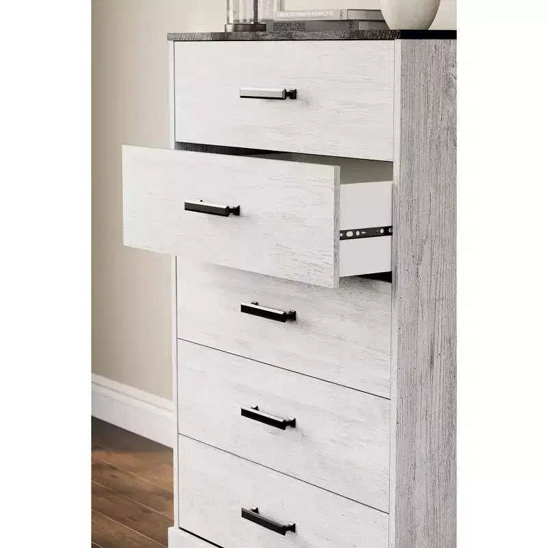 Signature Design by Ashley Commode Shawburn décontractée, blanc délavé/gris anthracite