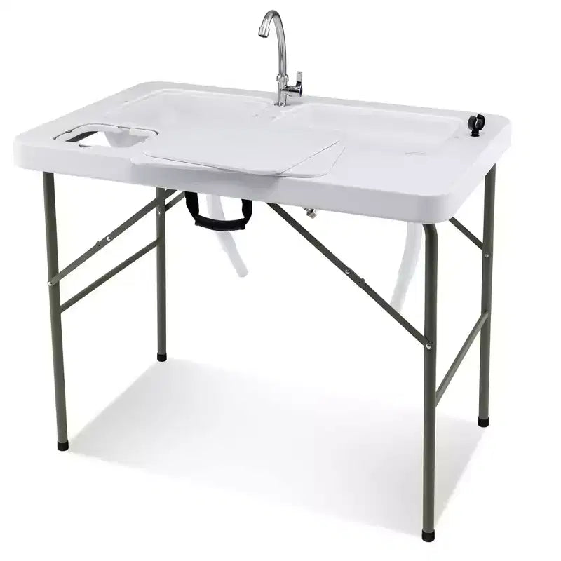 Costway Folding Fish Cleaning Table w/2 Built-in Sinks