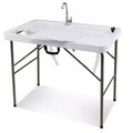 Costway Folding Fish Cleaning Table w/2 Built-in Sinks
