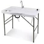 Costway Folding Fish Cleaning Table w/2 Built-in Sinks