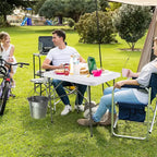 Table de nettoyage de poisson pliable Costway avec 2 éviers intégrés