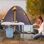 Table de nettoyage de poisson pliable Costway avec 2 éviers intégrés