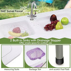 Table de nettoyage de poisson pliable Costway avec 2 éviers intégrés
