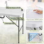 Table de nettoyage de poisson pliable Costway avec 2 éviers intégrés