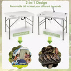 Table de nettoyage de poisson pliable Costway avec 2 éviers intégrés