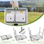 Table de nettoyage de poisson pliable Costway avec 2 éviers intégrés
