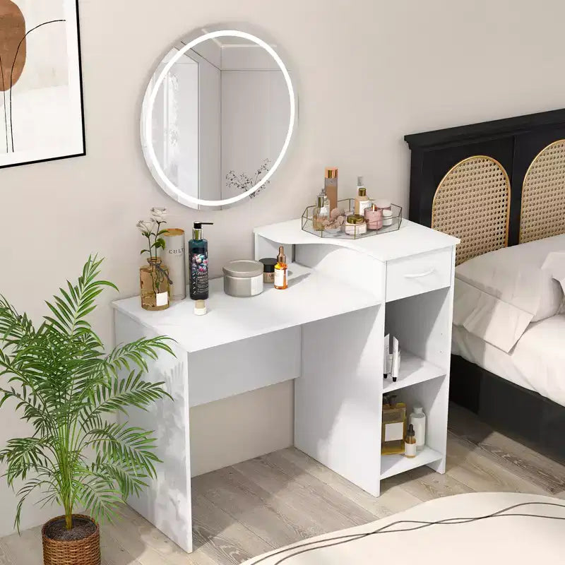 Costway Bureau informatique de 103 cm avec étagère pour imprimante, poste de travail PC moderne avec tiroir de rangement et support d'unité centrale