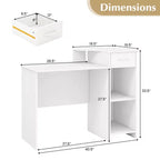 Costway Bureau informatique de 103 cm avec étagère pour imprimante, poste de travail PC moderne avec tiroir de rangement et support d'unité centrale