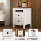 Ensembles de Chambre 3 Pièces style Ferme, Lit Plateforme avec Rangement et Table de Chevet et Commode 4 Tiroirs - ModernLuxe