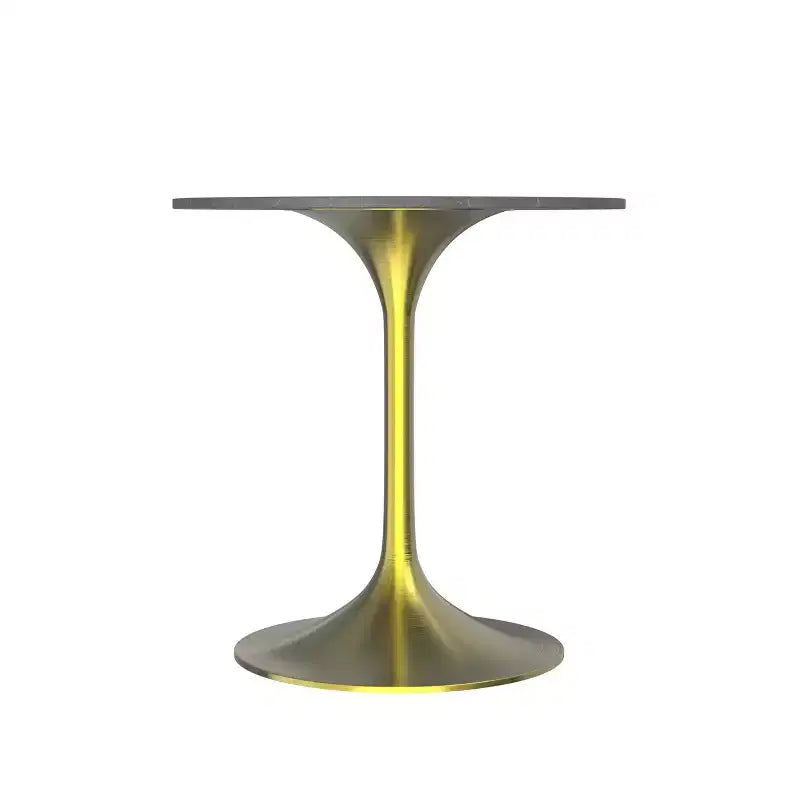 Table à manger ronde LeisureMod Verve 27 - Plateau en pierre frittée avec piédestal doré brossé, table d'appoint pour cuisine et maison