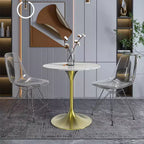 Table à manger ronde LeisureMod Verve 27 - Plateau en pierre frittée avec piédestal doré brossé, table d'appoint pour cuisine et maison