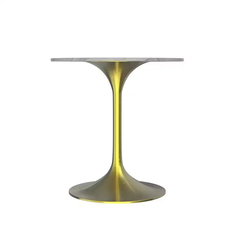 Table à manger ronde LeisureMod Verve 27 - Plateau en pierre frittée avec piédestal doré brossé, table d'appoint pour cuisine et maison