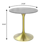 Table à manger ronde LeisureMod Verve 27 - Plateau en pierre frittée avec piédestal doré brossé, table d'appoint pour cuisine et maison