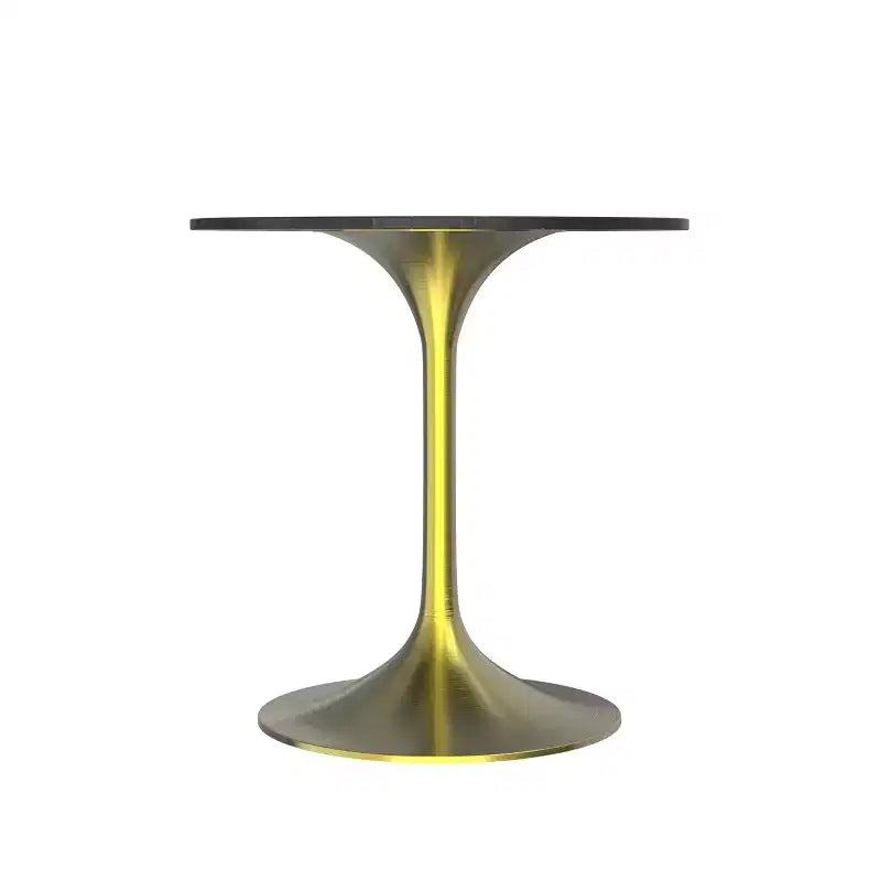 Table à manger ronde LeisureMod Verve 27 - Plateau en pierre frittée avec piédestal doré brossé, table d'appoint pour cuisine et maison