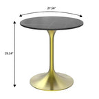 Table à manger ronde LeisureMod Verve 27 - Plateau en pierre frittée avec piédestal doré brossé, table d'appoint pour cuisine et maison