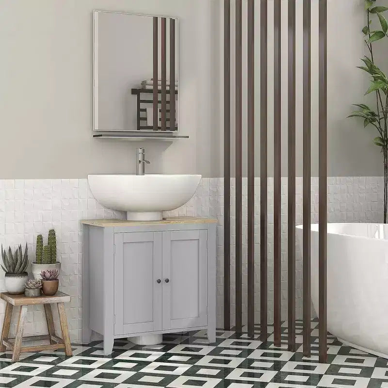 Meuble de salle de bain sous lavabo Kleankin, unité de rangement en U avec étagère interne réglable