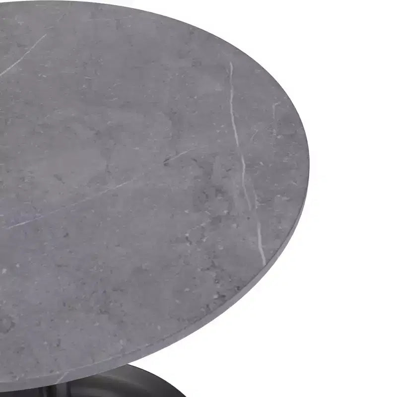 Table à manger ronde LeisureMod Verve 27 - Plateau en pierre frittée avec piédestal noir moderne, table d'appoint pour cuisine et maison