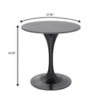 Table à manger ronde LeisureMod Verve 27 - Plateau en pierre frittée avec piédestal noir moderne, table d'appoint pour cuisine et maison