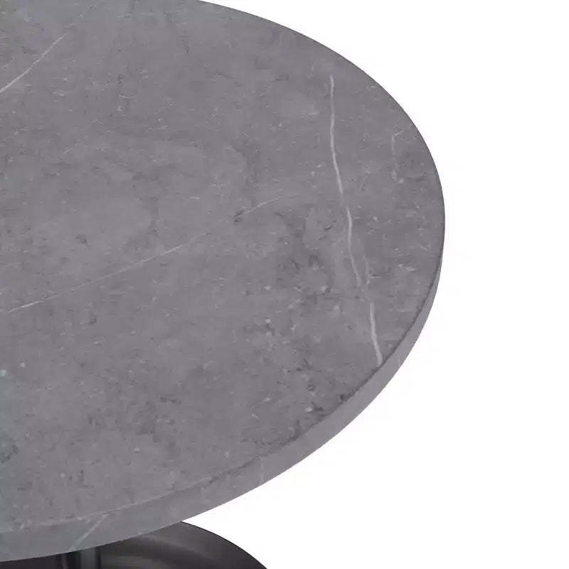 Table à manger ronde LeisureMod Verve 27 - Plateau en pierre frittée avec piédestal noir moderne, table d'appoint pour cuisine et maison