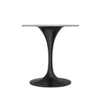 Table à manger ronde LeisureMod Verve 27 - Plateau en pierre frittée avec piédestal noir moderne, table d'appoint pour cuisine et maison