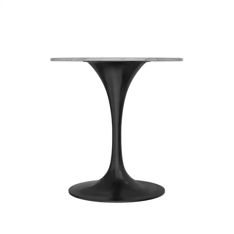 Table à manger ronde LeisureMod Verve 27 - Plateau en pierre frittée avec piédestal noir moderne, table d'appoint pour cuisine et maison