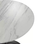 Table à manger ronde LeisureMod Verve 27 - Plateau en pierre frittée avec piédestal noir moderne, table d'appoint pour cuisine et maison