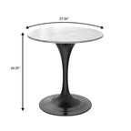 Table à manger ronde LeisureMod Verve 27 - Plateau en pierre frittée avec piédestal noir moderne, table d'appoint pour cuisine et maison