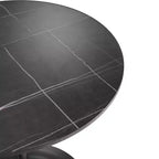 Table à manger ronde LeisureMod Verve 27 - Plateau en pierre frittée avec piédestal noir moderne, table d'appoint pour cuisine et maison