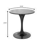 Table à manger ronde LeisureMod Verve 27 - Plateau en pierre frittée avec piédestal noir moderne, table d'appoint pour cuisine et maison