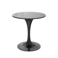 LeisureMod Verve 27 Round Dining Table - Sintered Stone Top with Modern Black Pedestal Base Accent Side Table for Kitchen and Home