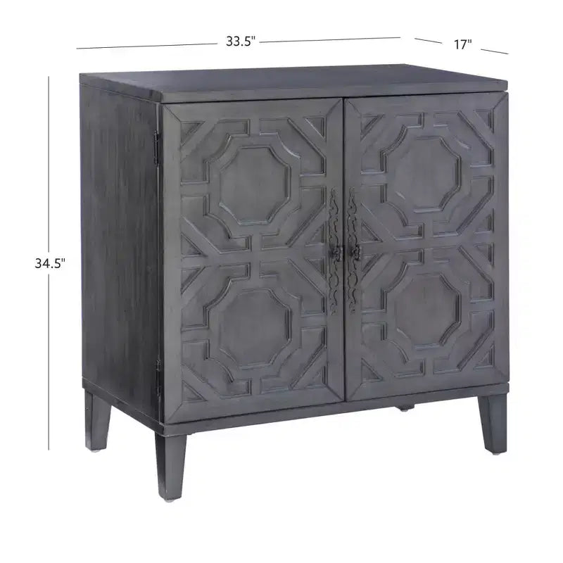 Meuble d'appoint Powell Kinsley en bois massif avec 2 portes et 2 étagères
