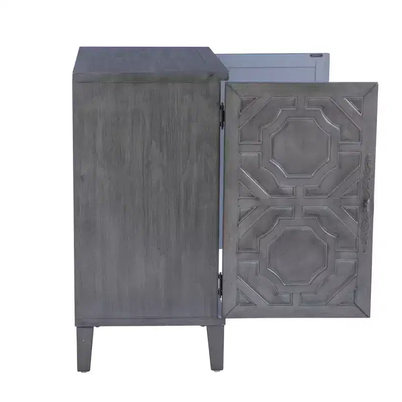 Meuble d'appoint Powell Kinsley en bois massif avec 2 portes et 2 étagères