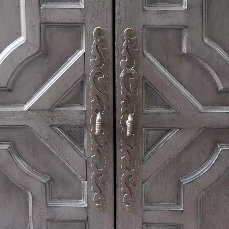 Meuble d'appoint Powell Kinsley en bois massif avec 2 portes et 2 étagères