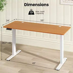 Bureau électrique debout Costway 55 x 24 avec 3 réglages de hauteur mémorisables et 2 crochets marron/naturel/blanc