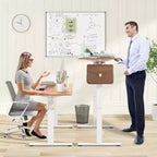 Bureau électrique debout Costway 55 x 24 avec 3 réglages de hauteur mémorisables et 2 crochets marron/naturel/blanc