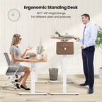 Bureau électrique debout Costway 55 x 24 avec 3 réglages de hauteur mémorisables et 2 crochets marron/naturel/blanc