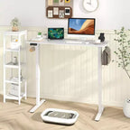 Bureau électrique debout Costway 55 x 24 avec 3 réglages de hauteur mémorisables et 2 crochets marron/naturel/blanc