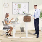 Bureau électrique debout Costway 55 x 24 avec 3 réglages de hauteur mémorisables et 2 crochets marron/naturel/blanc