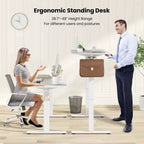 Bureau électrique debout Costway 55 x 24 avec 3 réglages de hauteur mémorisables et 2 crochets marron/naturel/blanc